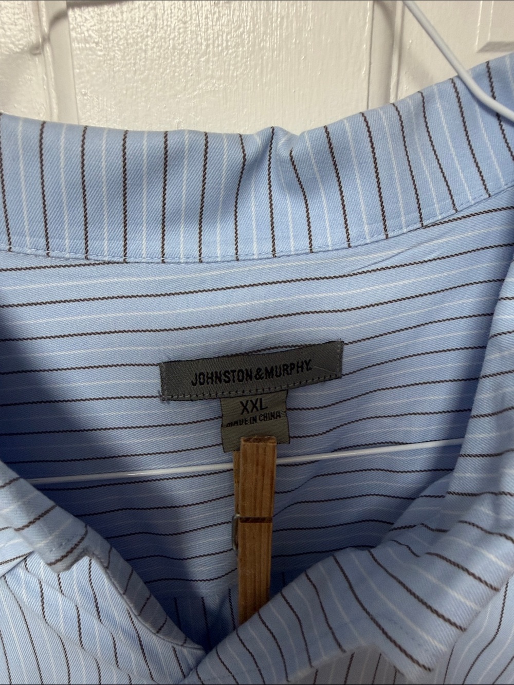 Johnston & Murphy Light Blue Shirt with Dark Pinstripes - XXL